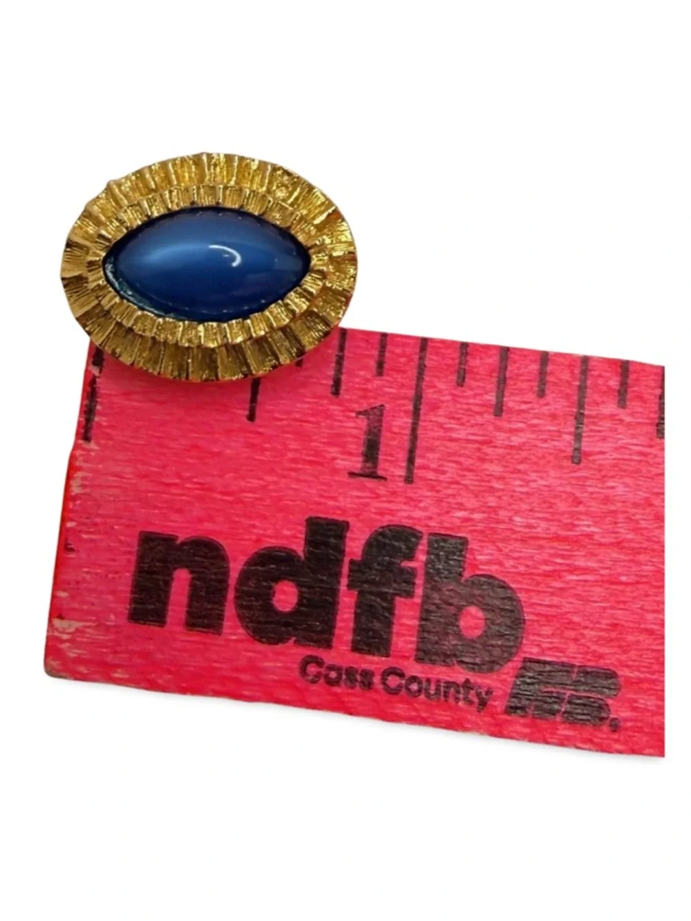 Vintage Gold Tone Blue Cabochon Cufflinks Textured Oval Statement